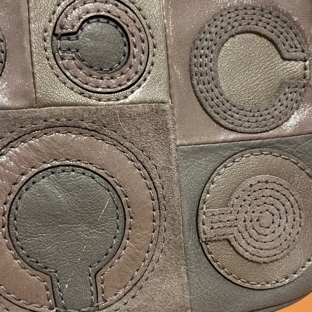 Coach Mia Madison Signature C Inlaid Grey Patchwork Wristlet